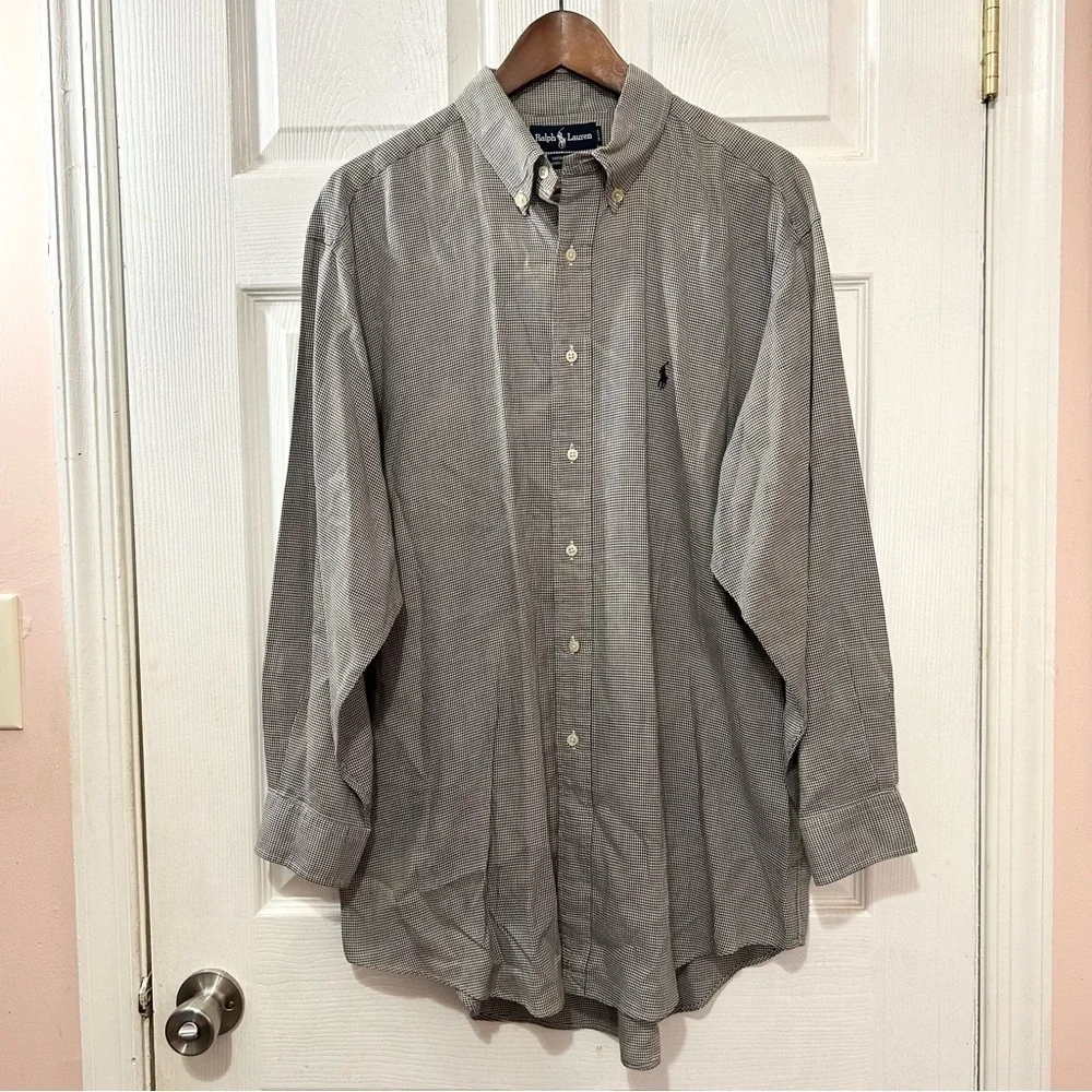 POLO Ralph Lauren Men's Button Down Yarmouth Shirt Navy White Size XL